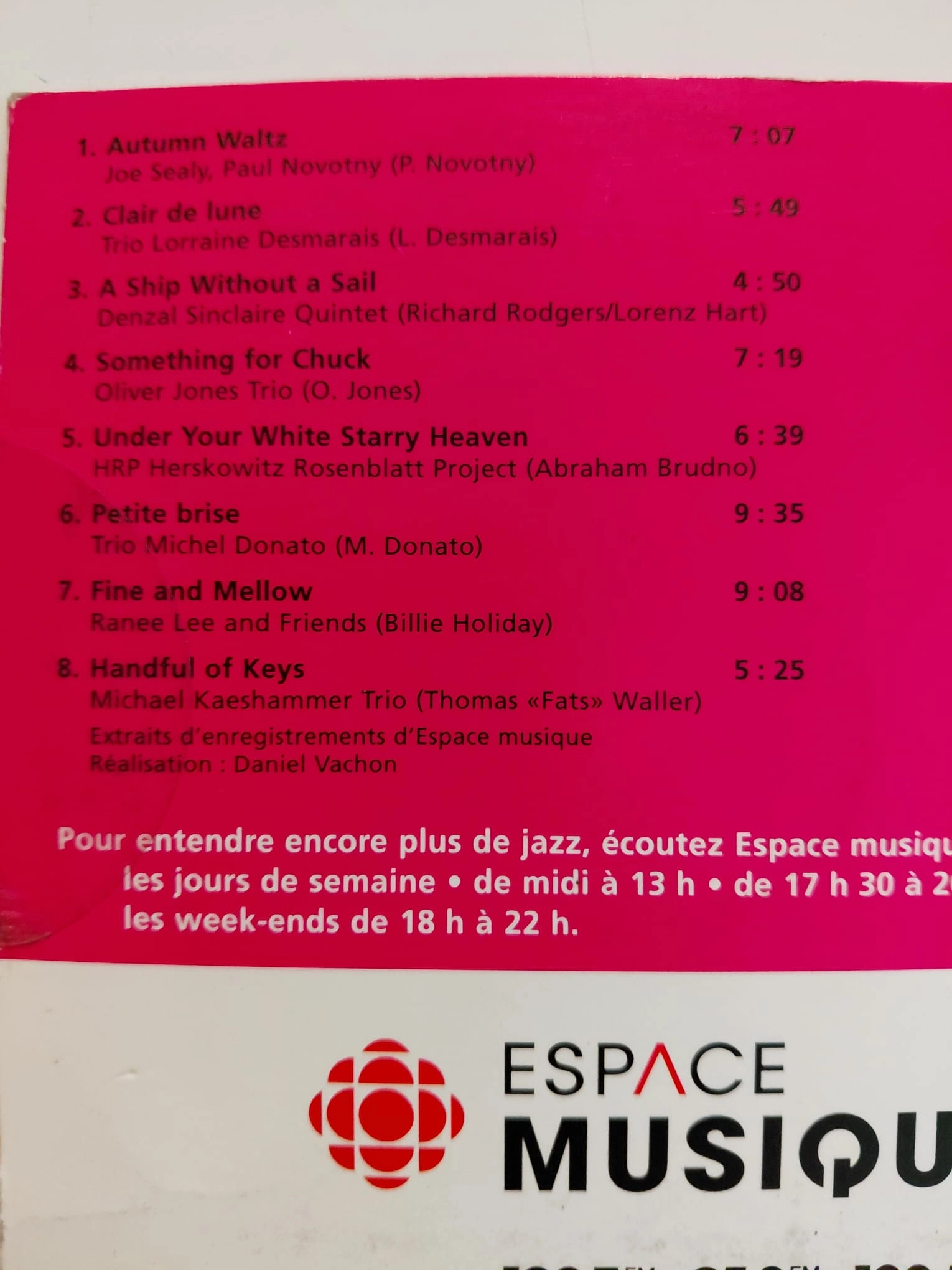 Le Jazz - a Espace musique  - Avrupa Basım  CD Albüm-2.el