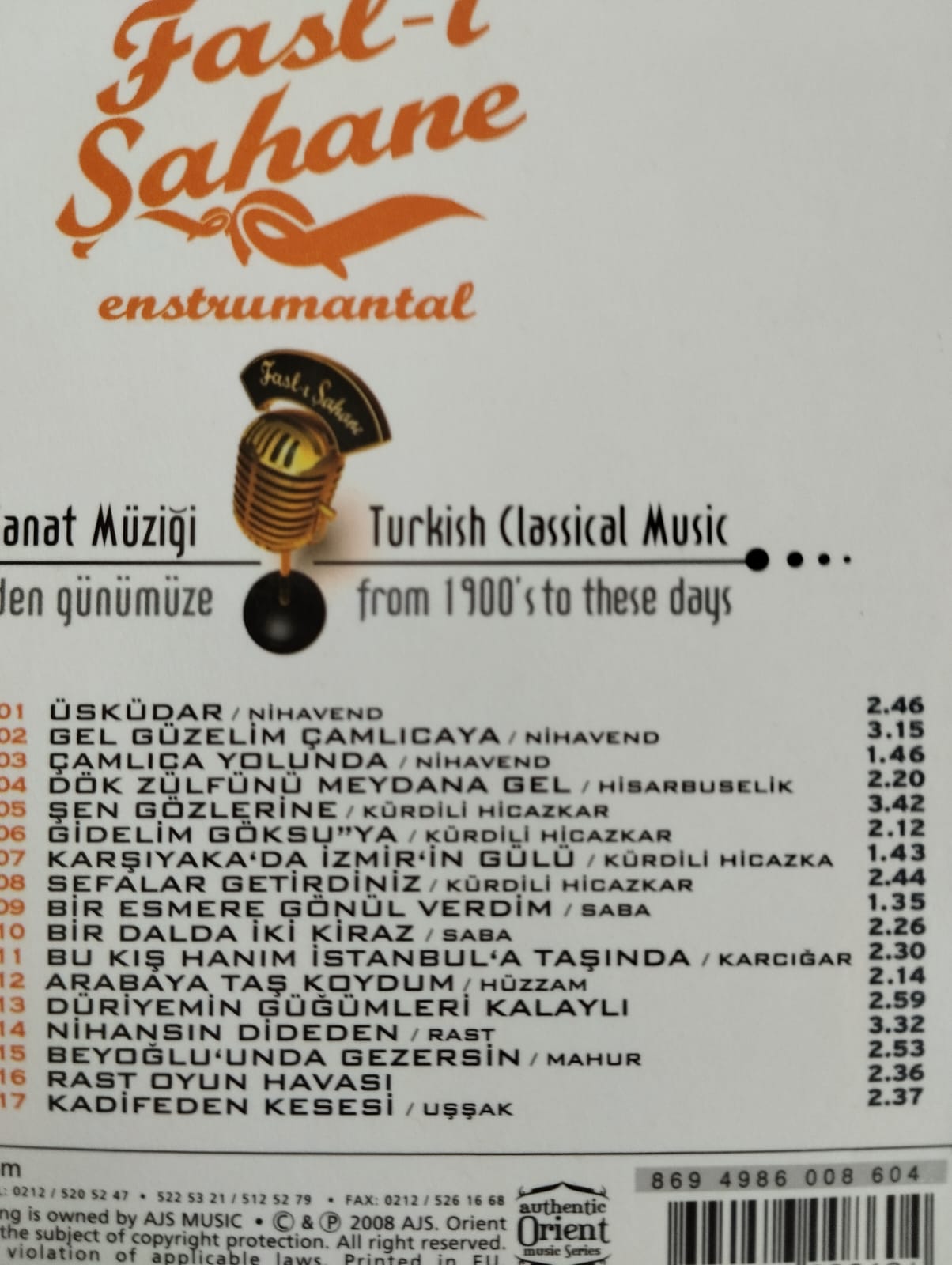 Fasl-ı Şahane – Enstrumantal - volume 5  -   2008 Türkiye Basım - 2. El CD Albüm