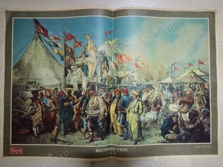 BAYRAM YERİK-PREZIOSI 1875 YILI ÇİZİMİ- HAYAT DERGİSİ ORTA SAYFASI-34X50 cm Boyutlarında