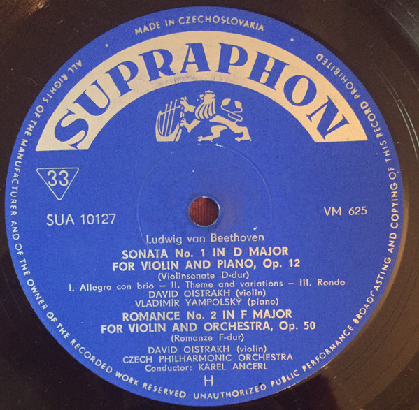David Oistrach - Mozart / Beethoven Concerto No. 3 1963 Çek Basım 33 Lük LP Plak Albüm 2. el