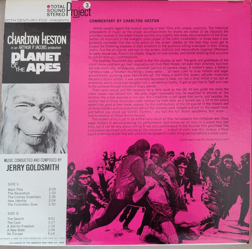 PLANET OF THE APES - Jerry Goldsmith - Soundtrack - 1968 USA Basım Nadir LP Plak