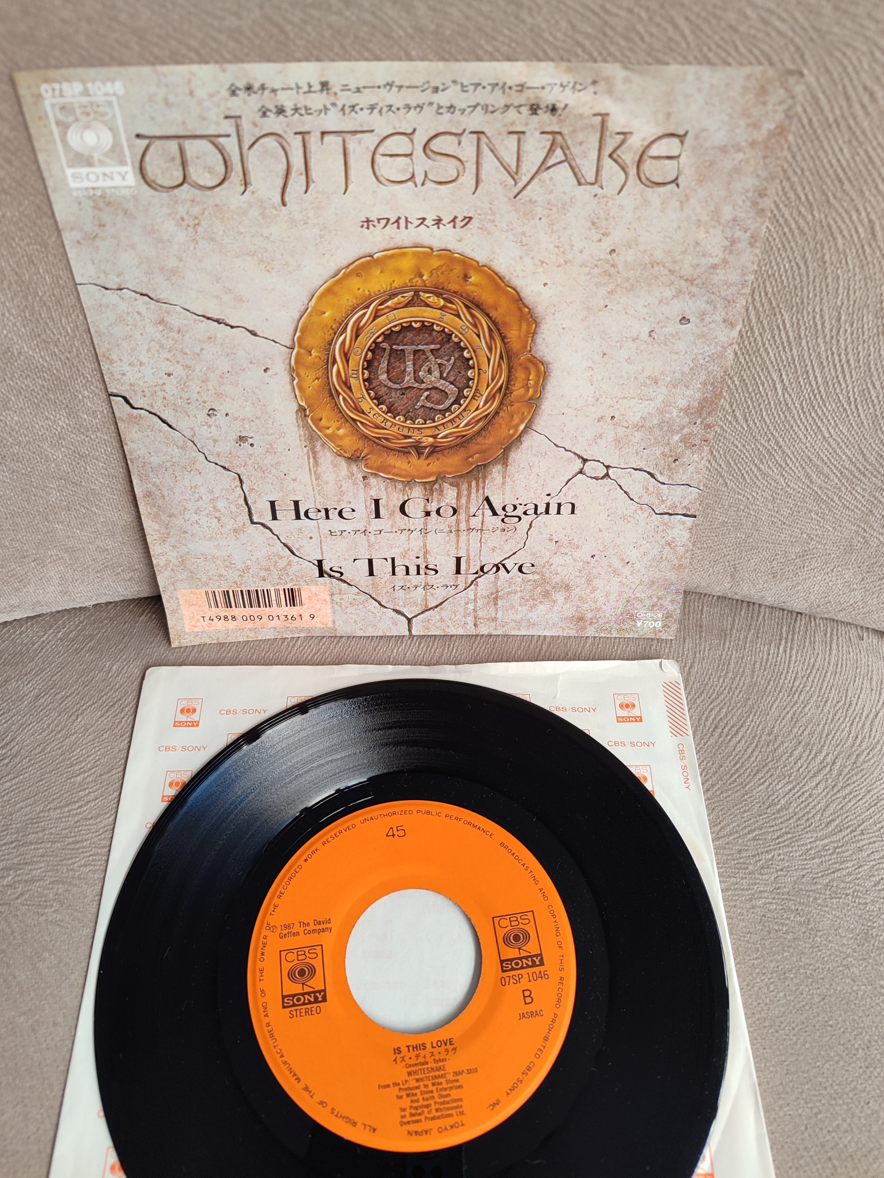 WHITESNAKE - Here I Go Again / Is This Love - 1987 Japonya  Basım Nadir  45lik Plak 2. el