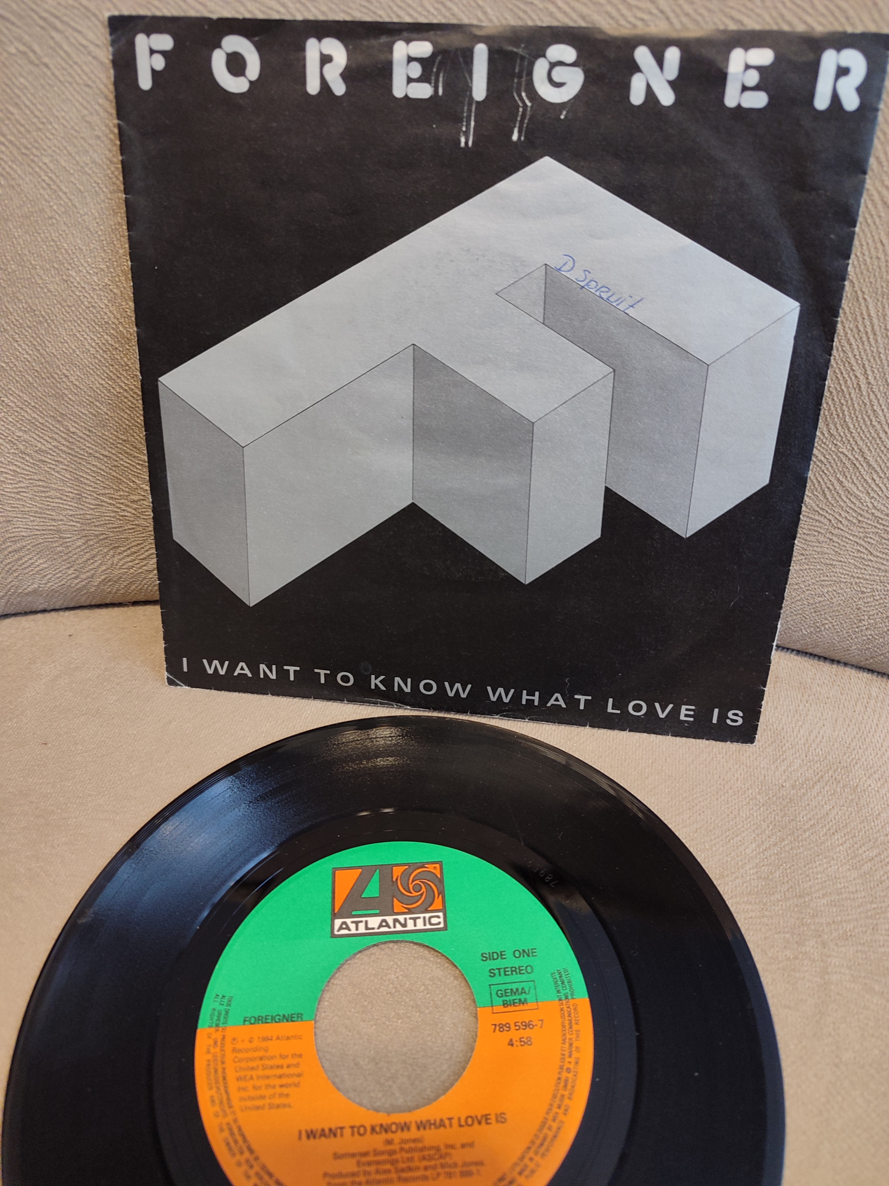 FOREIGNER - I Want To Know What Love Is  1984 Almanya  Basım 45lik Plak 2. EL