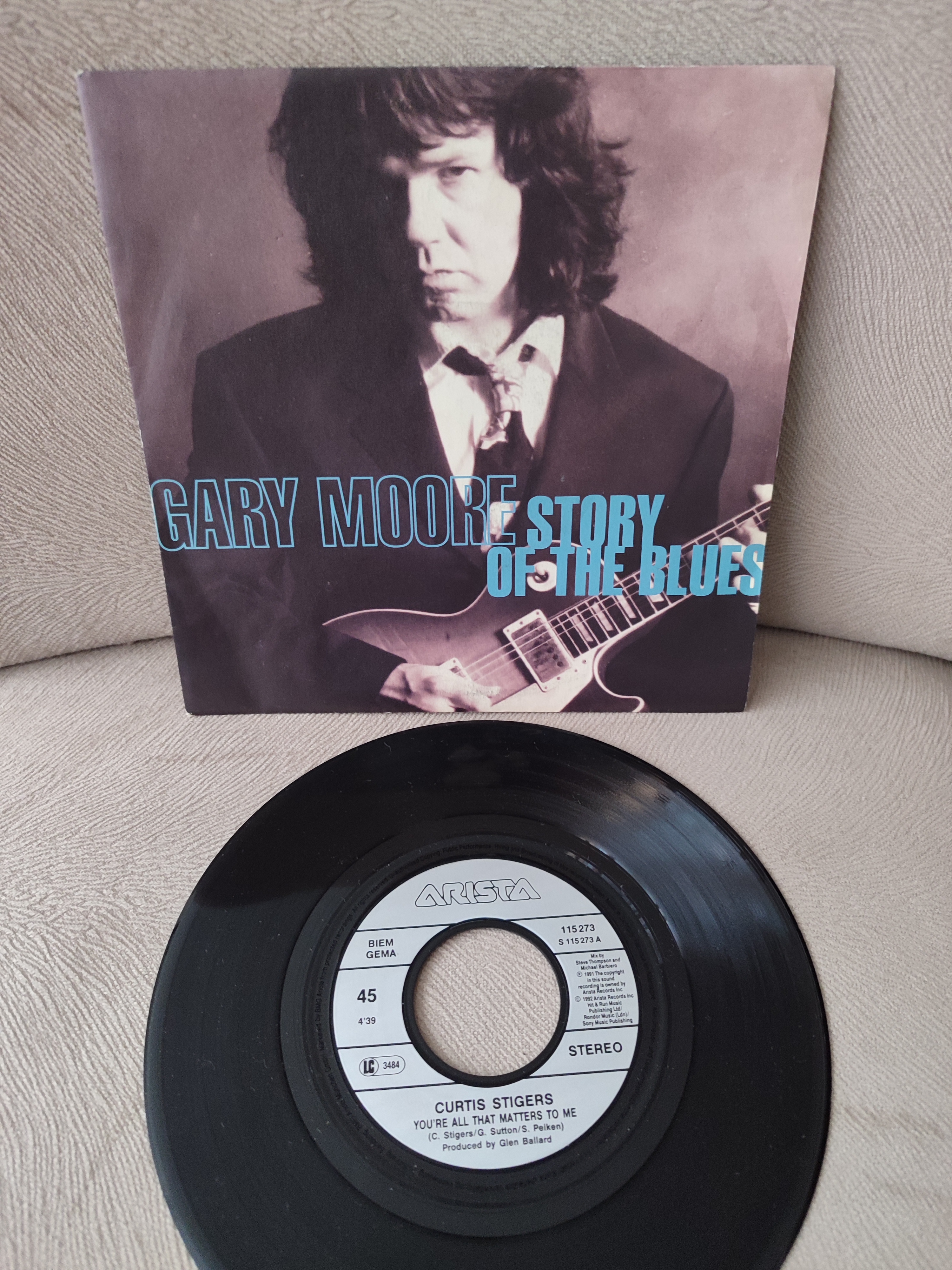 GARY MOORE - Story of The Blues - 1992 Almanya  Basım 45 LİK PLAK 2. EL