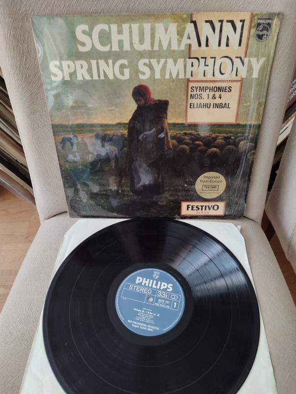 SCHUMANN Eliahu Inbal - Spring Symphony / Symphonies Nos. 1&4 - 1971 Hollanda Basım LP Plak 2.el