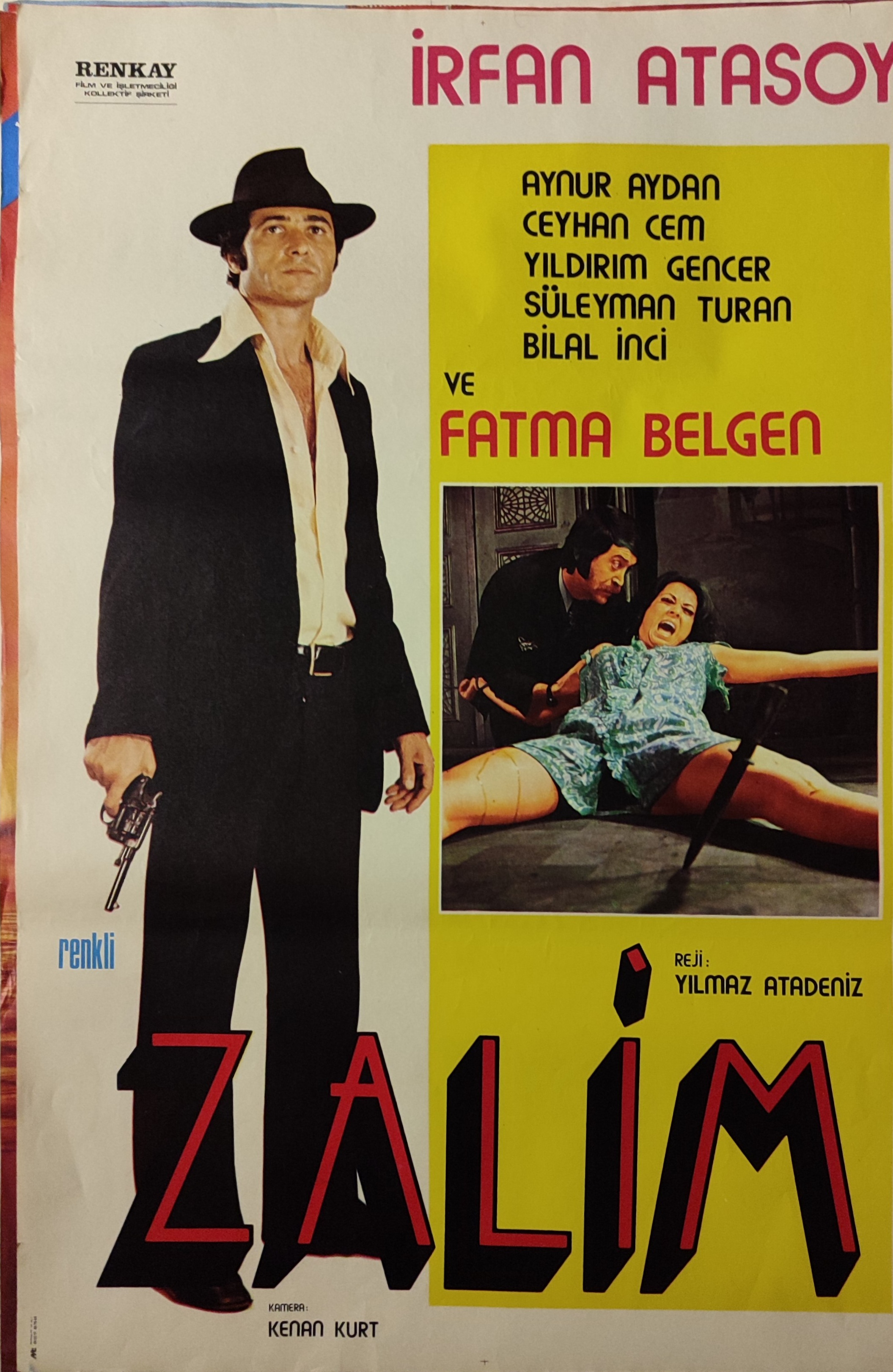ZALİM - İRFAN ATASOY - FATMA BELGEN 70X100 CM EBATLARINDA ORJİNAL FİLM AFİŞİ
