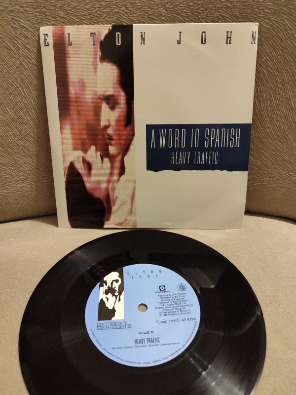 ELTON JOHN - Word In Spanish  1988 İngiltere Basım 45lik Plak 2.el