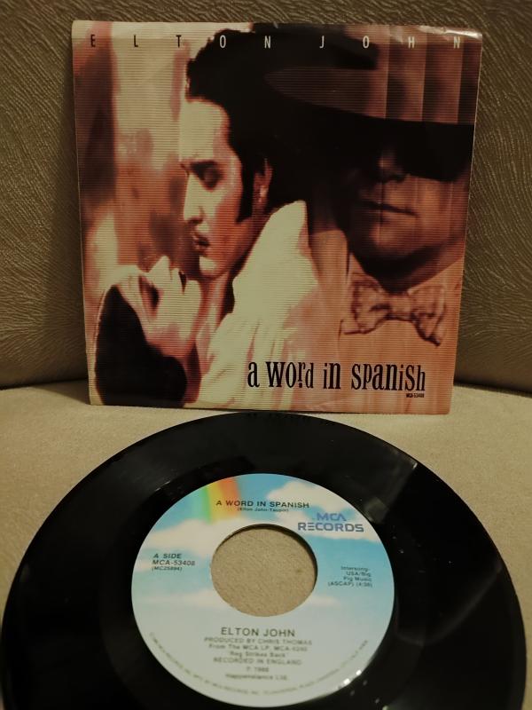 ELTON JOHN - Word In Spanish  1988 USA Basım 45lik Plak 2.el