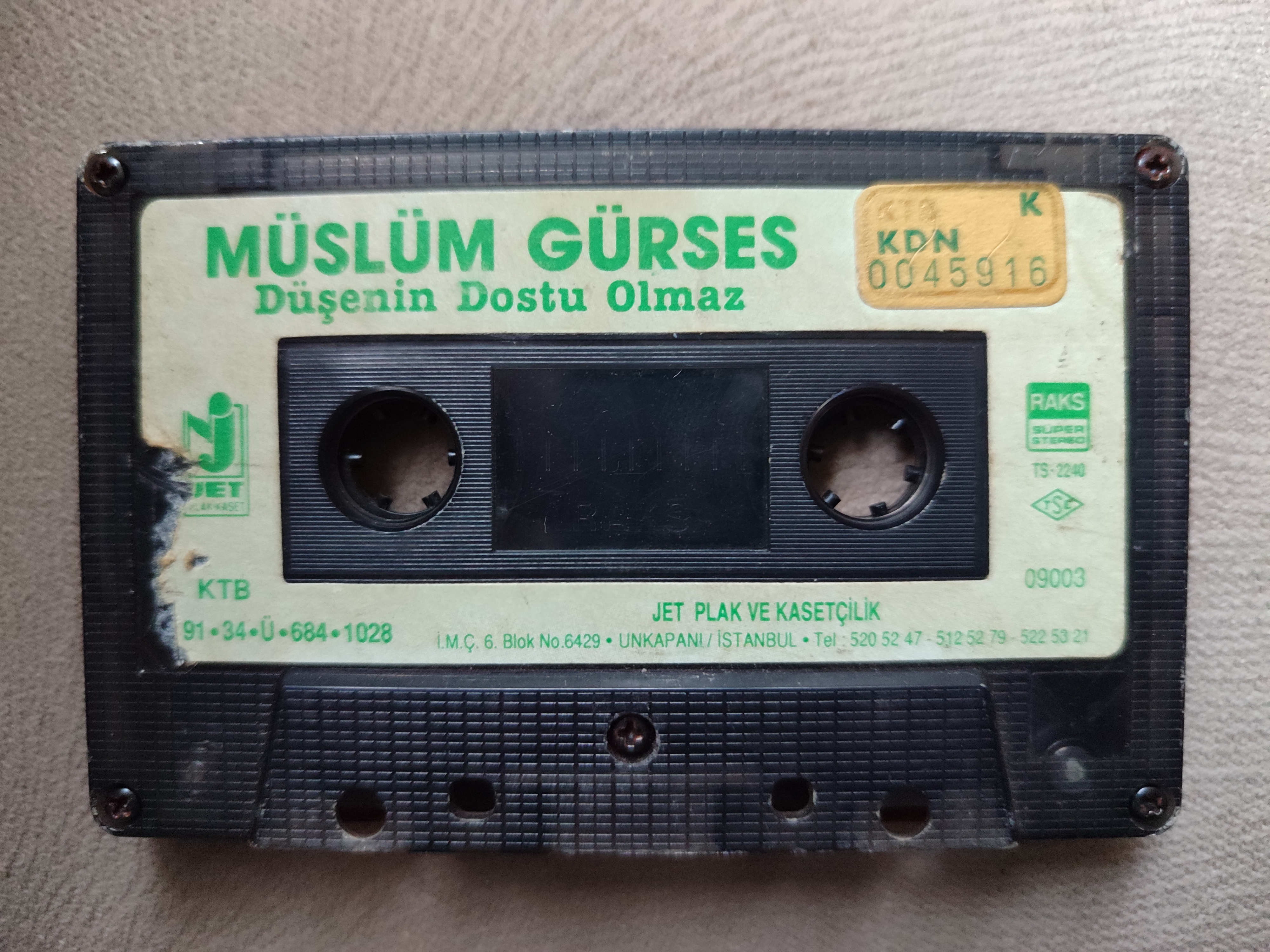MÜSLÜM GÜRSES - Düşenin Dostu Olmaz  - 1991 Türkiye Basım Kaset -Kağıtlı Baskı - Kapaksız -2.el