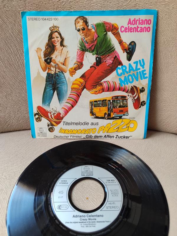 Adriano Celentano - Crazy Movie - 1982 Almanya Basım  45lik Plak 2.EL