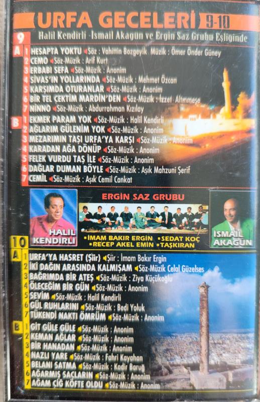 URFA GECELERİ - HALİL KENDİRLİ ,İ. AKAGÜN VE ERGİN SAZ GRUBU  DOUBLE KASET  2003 TÜRKİYE BASIM 2.el