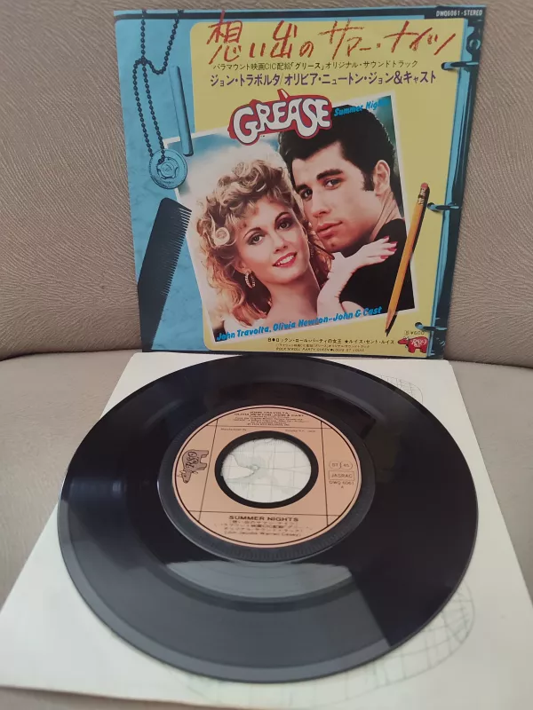 John Travolta, Olivia Newton-John, ’’Grease’’  Summer Nights  1978 Japonya Basım 45lik Plak 2.EL