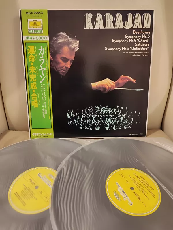 KARAJAN - Beethoven Symphony No. 5 - N.9 Choral- Japonya Dönem Basım 2xLP Plak  Obi’li 2.el