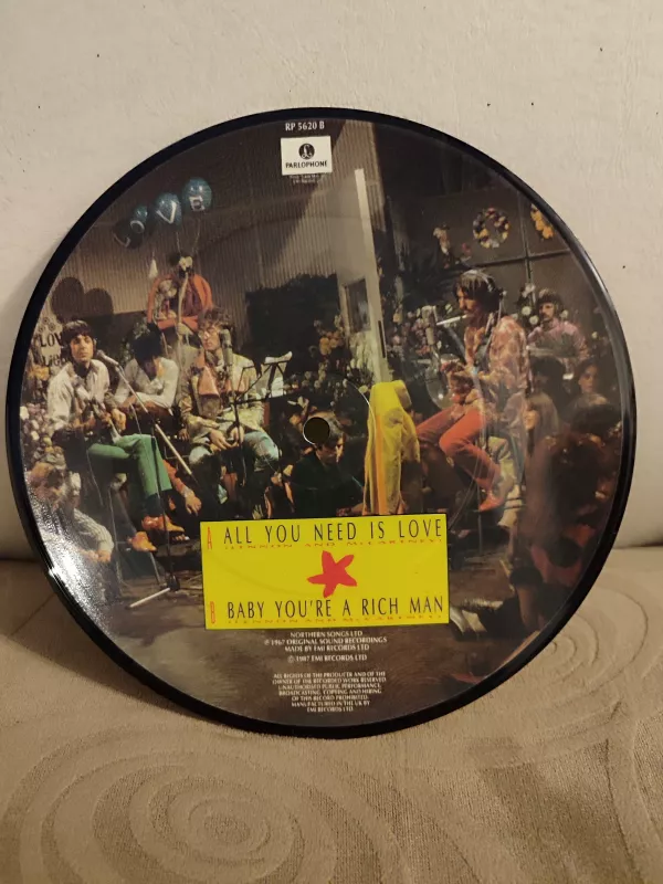 BEATLES - All You Need is Love - 1987 İngiltere Basım  Nadir 45’lik Picture Disc Plak 2. el