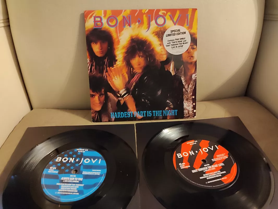 BON JOVI - Hardest Part Is The Night 1985 İngiltere Basım Double 45lik Plak Limited Edition 2.el