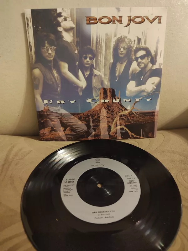 BON JOVI - Dry County / Stranger In This Town ( Live ) - 1994 İngiltere Basım 45lik Plak 2.el