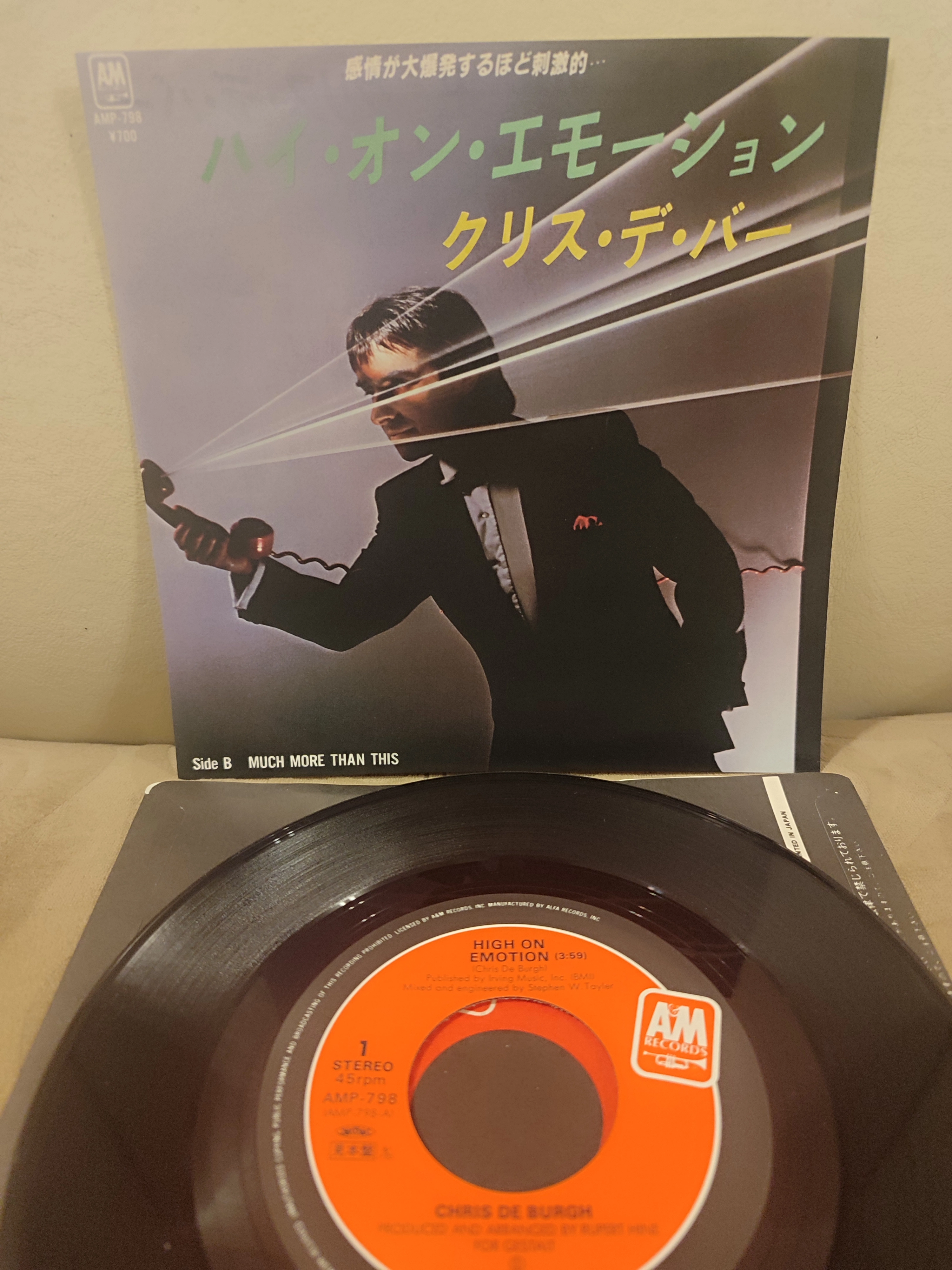 CHRIS DE BURGH  - High On Emotion - Japonya 1984 Basım 45’lik  Plak 2.EL