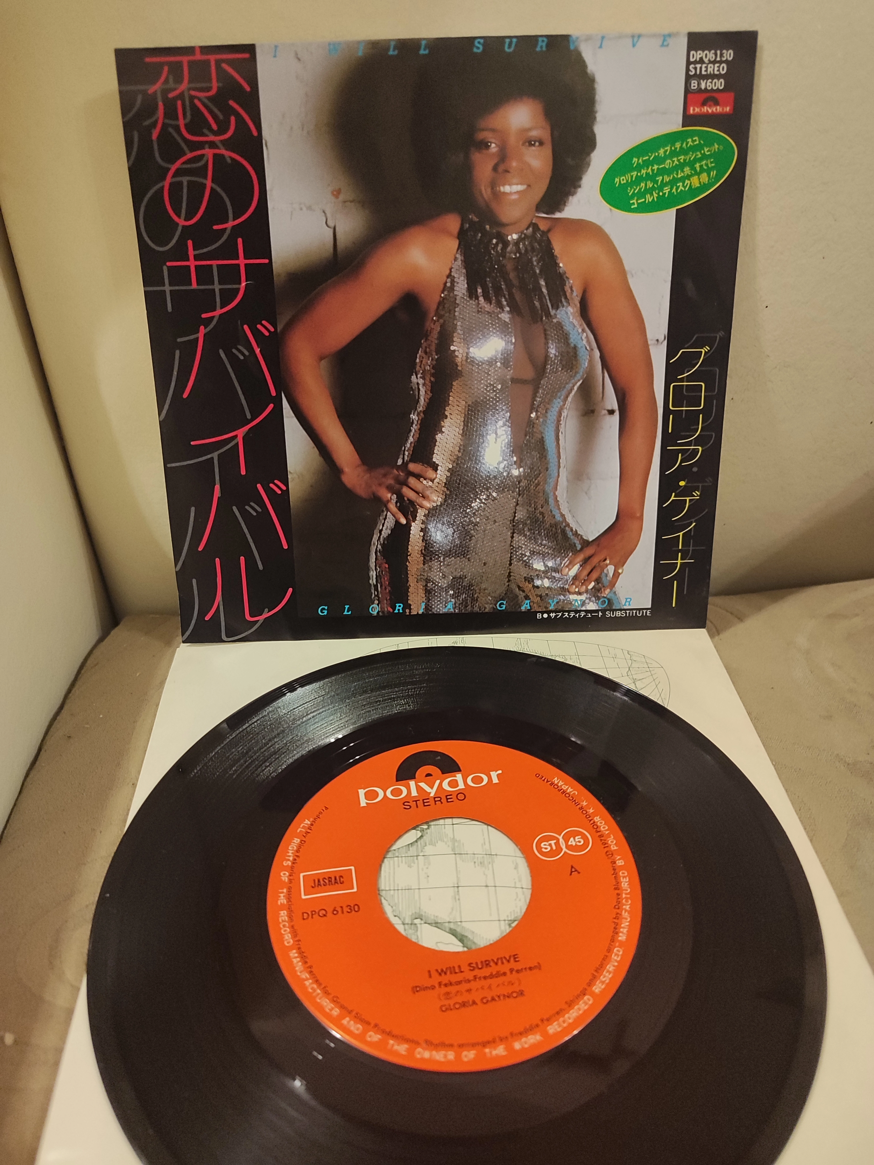 GLORIA GAYNOR - I Will Survive - Japonya 1979 Basım 45lik Plak - Kırmızı Göbek Etiketli 2.el
