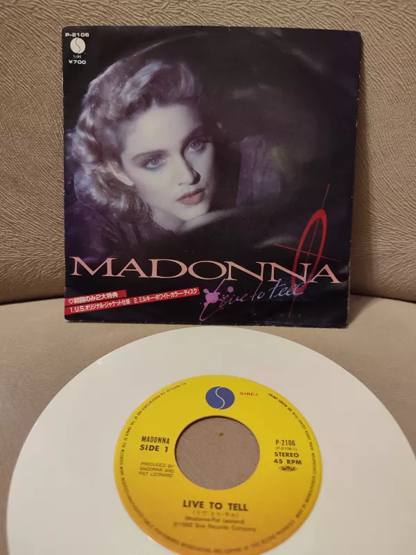 MADONNA - Live To Tell - Japonya 1986 Basım 45lik Plak - Beyaz Plak 2.el