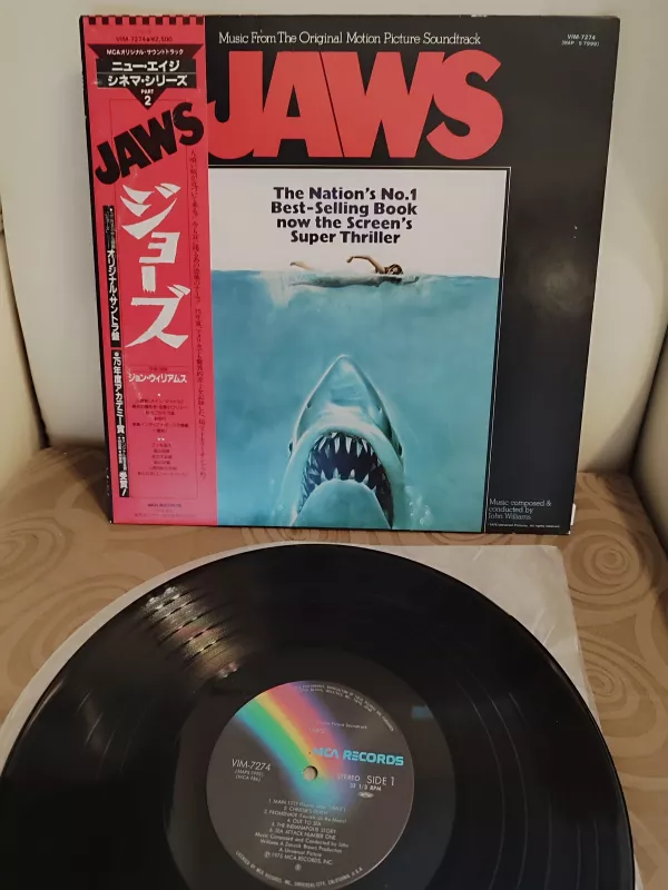 John Williams  ‎JAWS ( Soundtrack) - 1975 Japonya Basım LP Plak Albüm - Obi’li 2.el