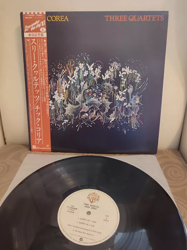 Chick Korea - Three Quartets - 1981 Japonya  Basım  LP Plak Albüm - Obi’li 2.el