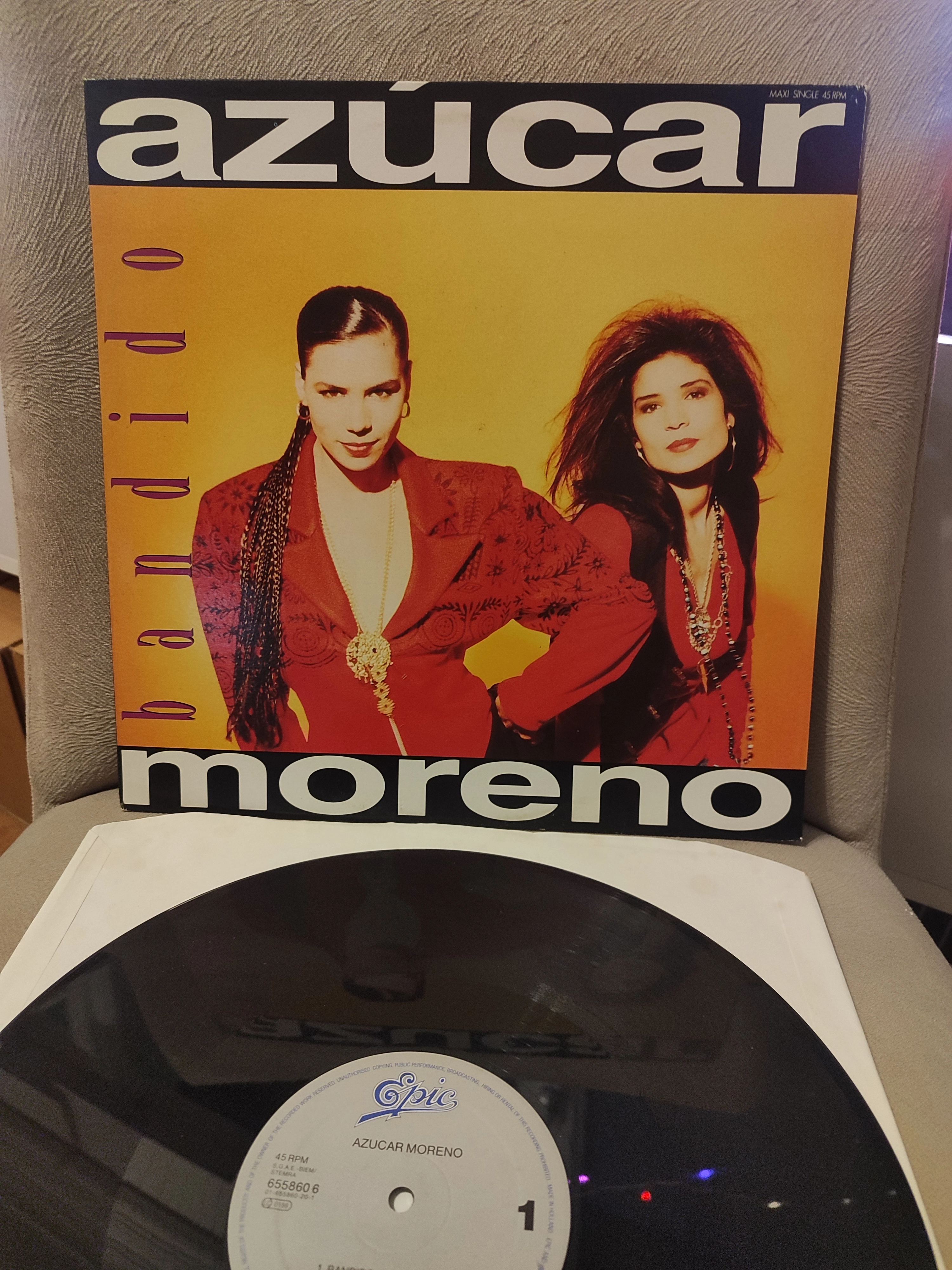 AZUCAR MORENO - Bandido - 1990 Holanda Basım Maxi 45lik Plak 2.EL