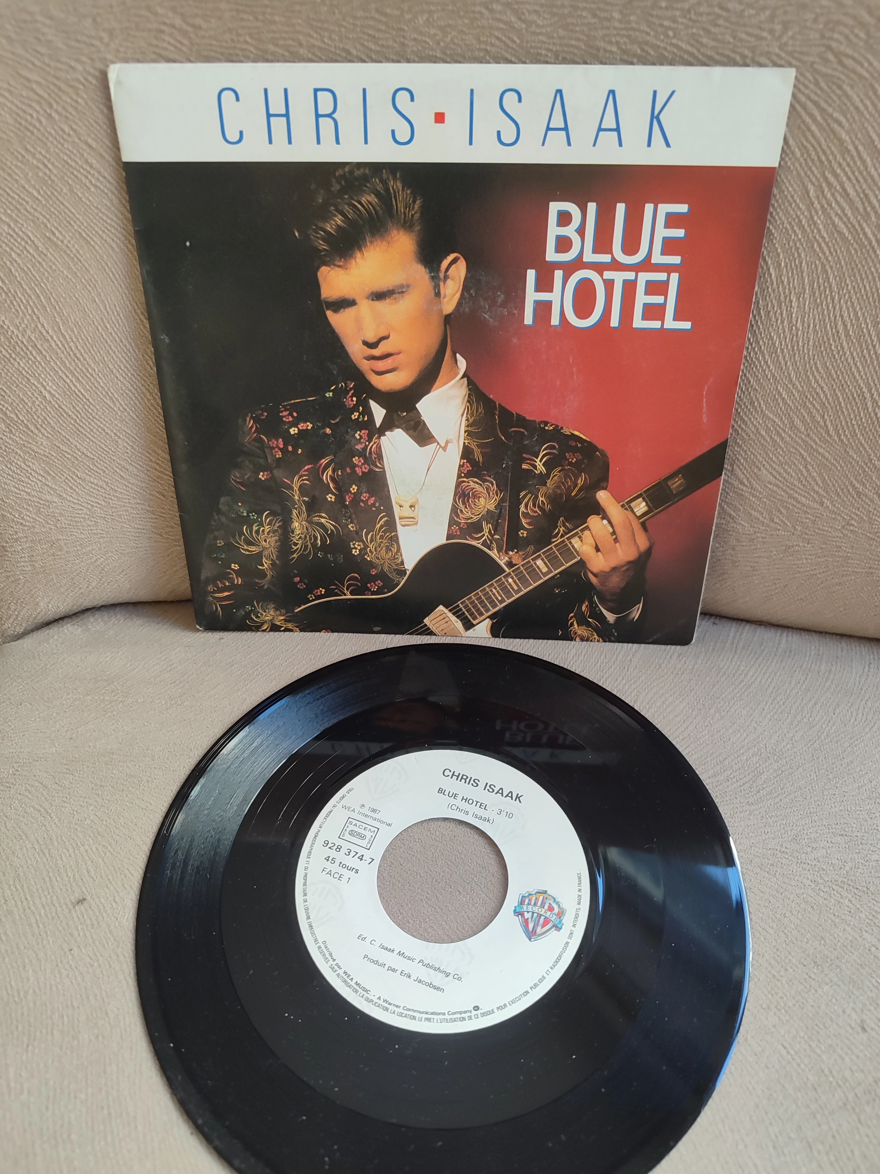 Chris Isaak - Blue Hotel- 1987 Fransa Basım 45lik Plak 2.el