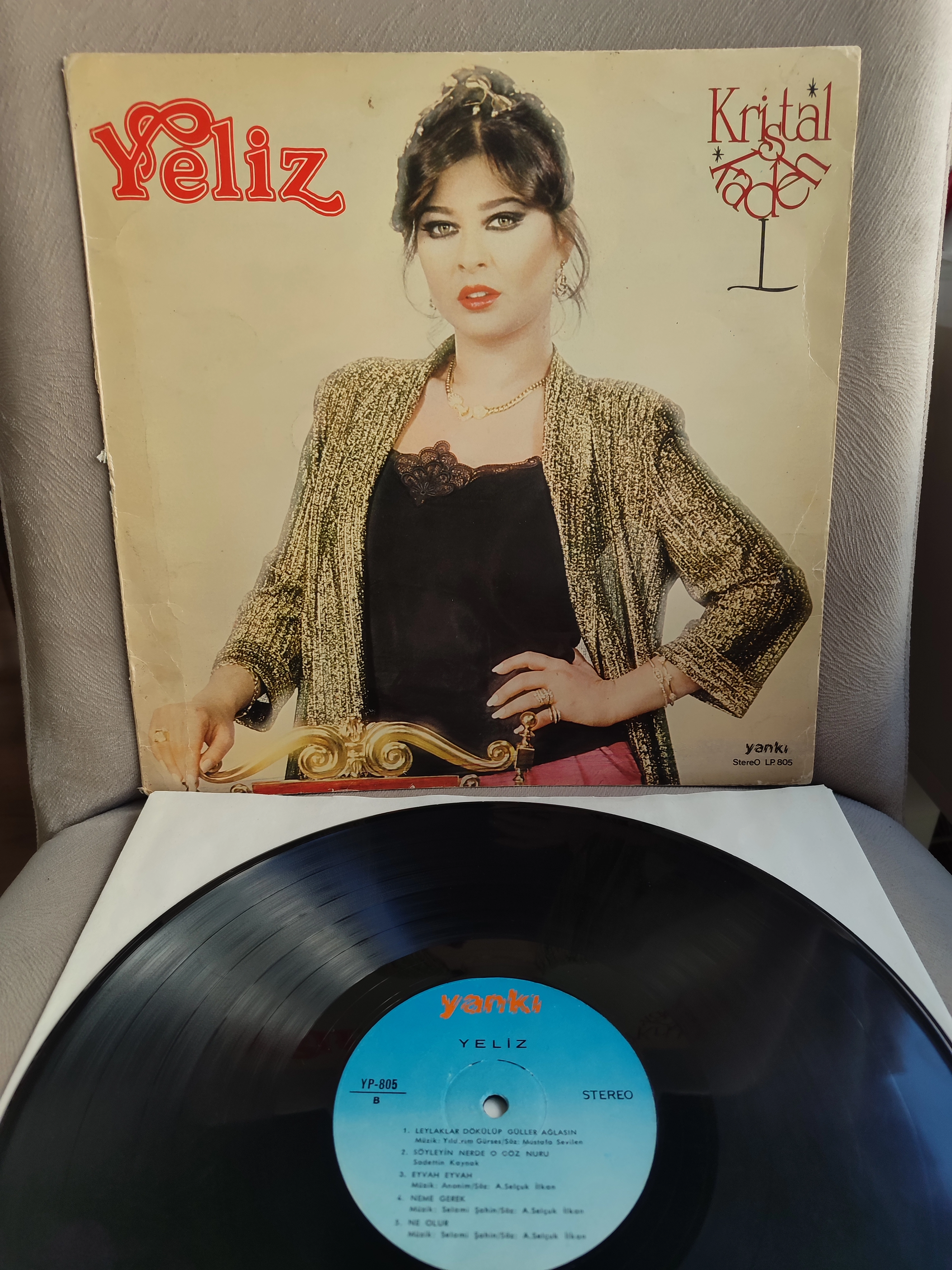 Yeliz - Kristal Kadeh - 1982 Türkiye Basım Plak - Dönem Plaktır Yeni Basım Değil
