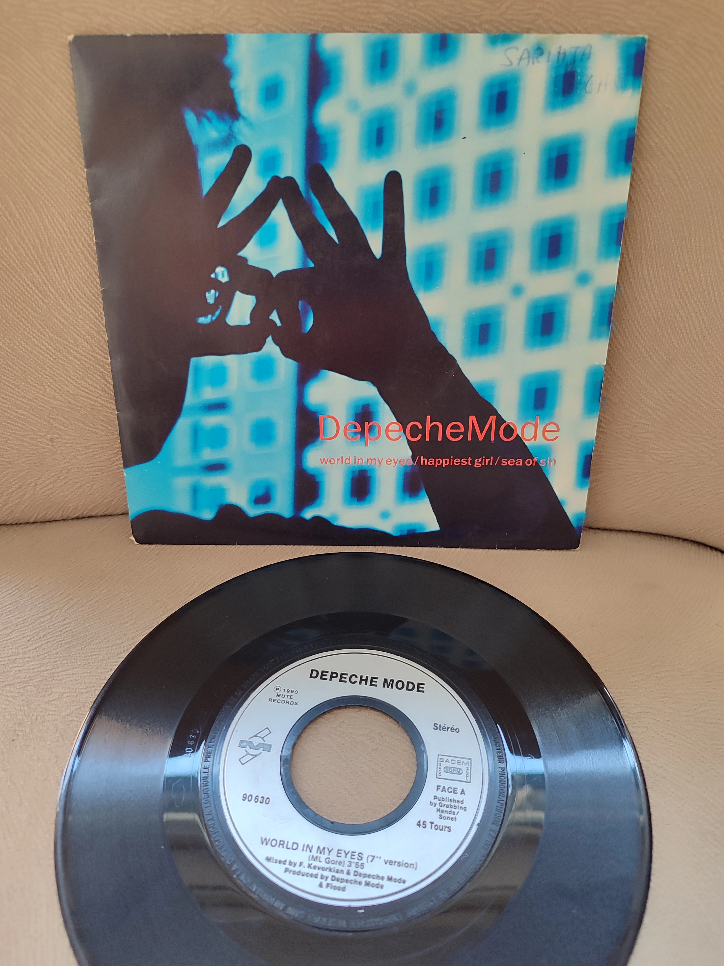 Depeche Mode - World In My Eyes / Happiest Girl / Sea Of Sin 1990 Fransa Basım 45lik Plak 2.el