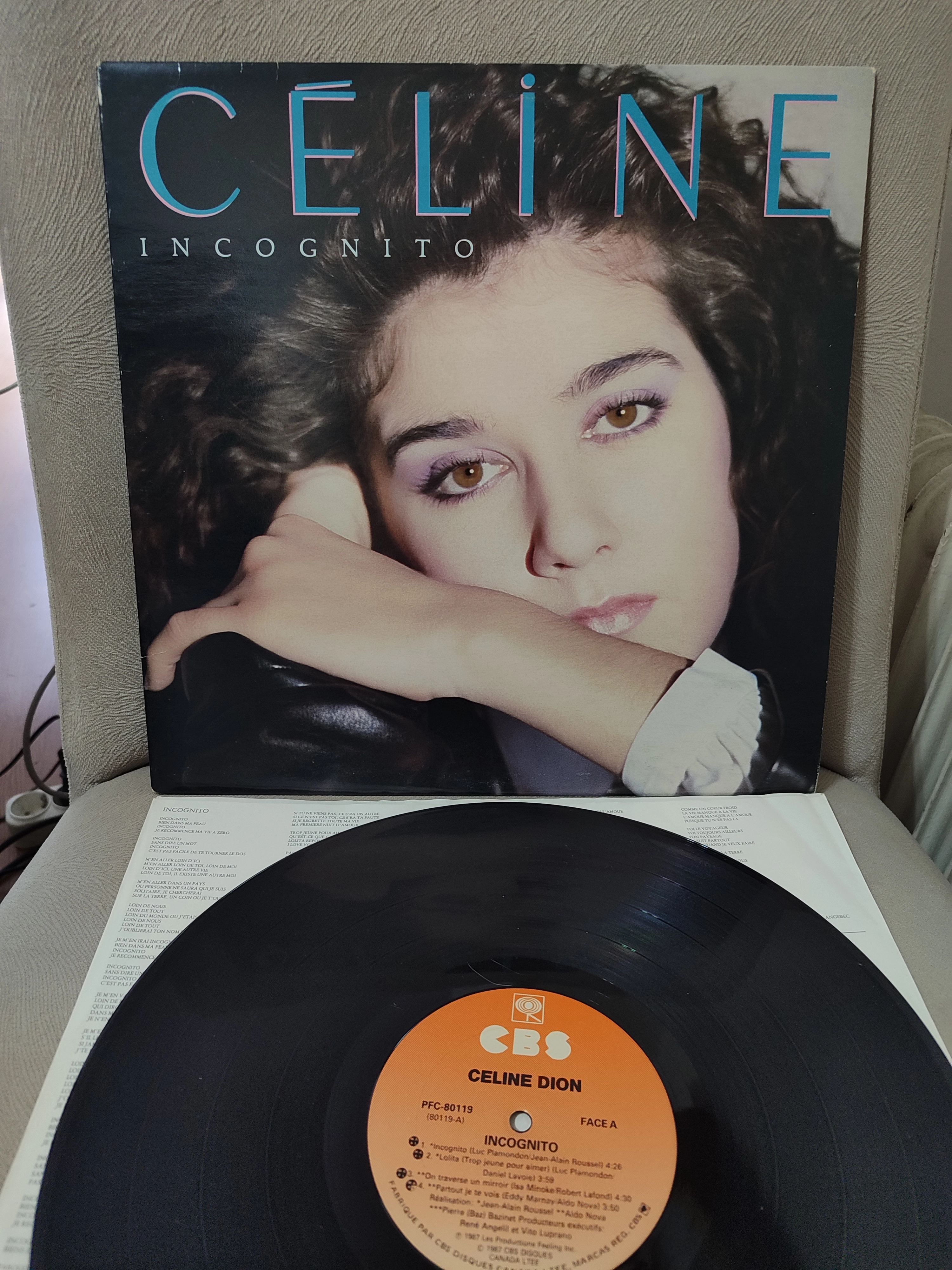 CELINE DION - Incognito - 1987 Kanada Basım - 33 lük LP Plak Albüm - Dönem Basım