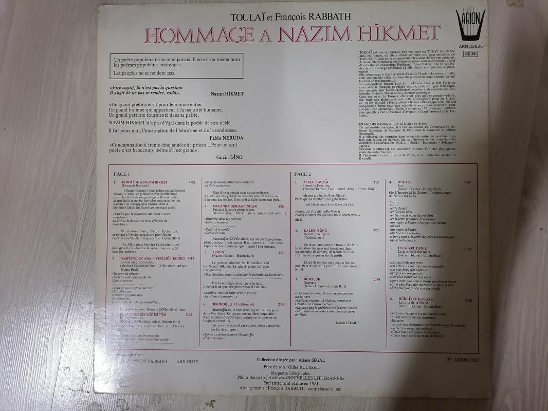 Tülay German - Hommage A Nazım Hikmet - 1982 Fransa Basım Nadir LP Albüm - 33 LÜK PLAK