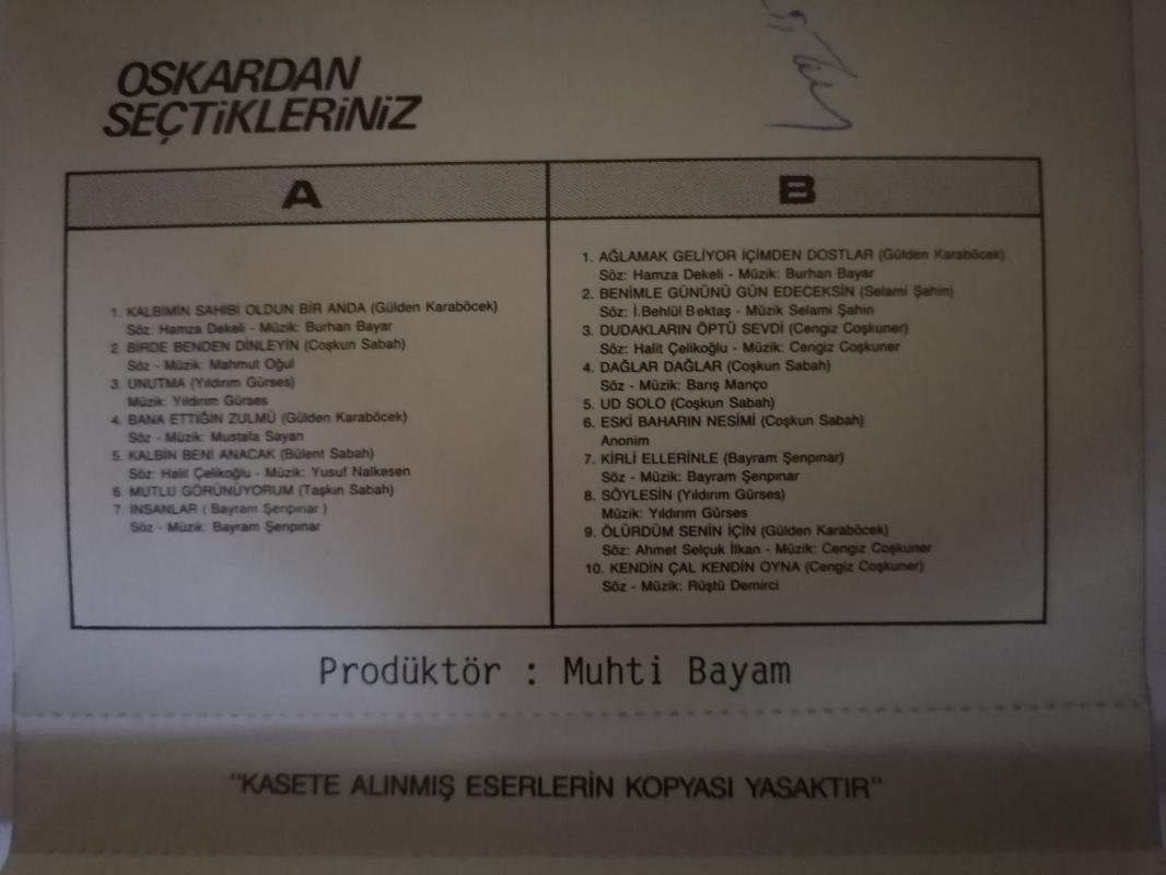 OSKARDAN SEÇTİKLERİNİZ  - 1987 İLK BASIM KAĞITLI KASET ALBÜM
