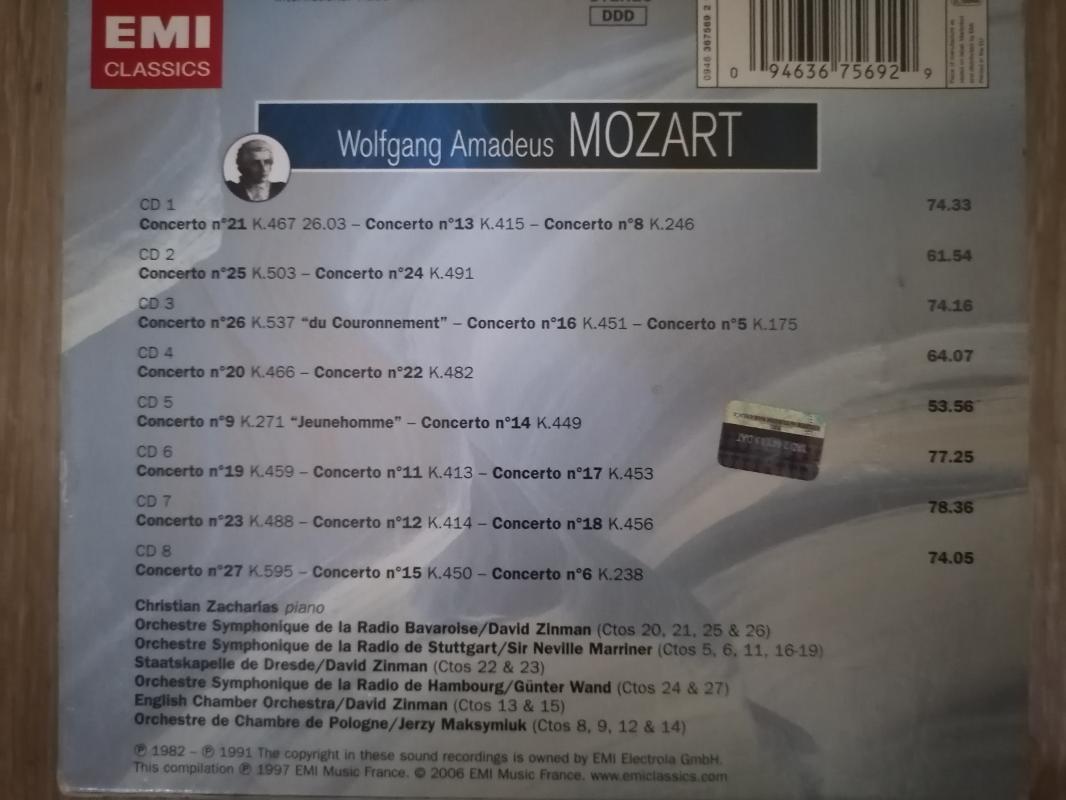 MOZART - Concertos pour piano et orchestre 8 CD lik SET - 2006 Fransa Basım CD Albüm Özel Kutusunda