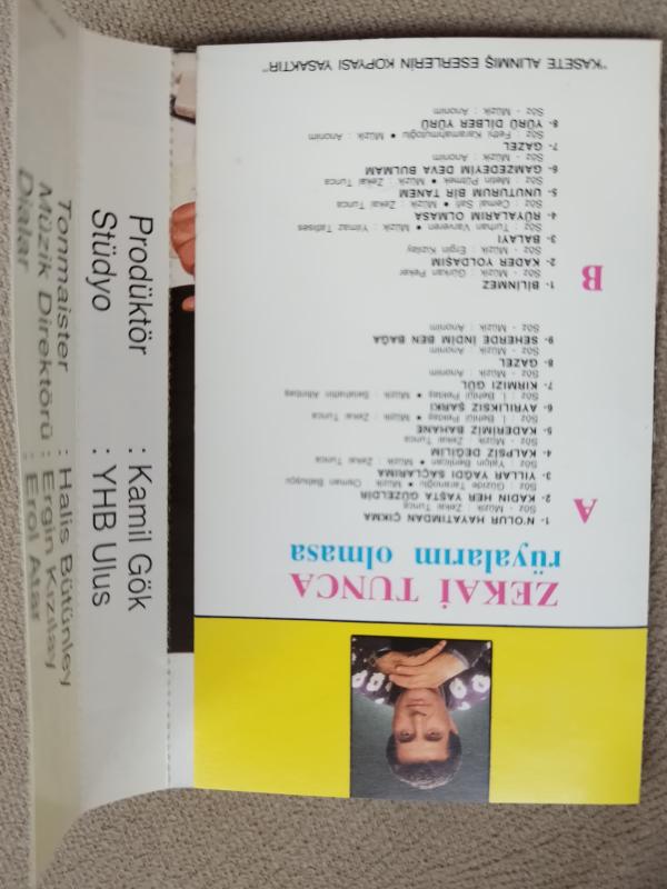 Zekai Tunca - Rüyalarım Olmasa - 1988 Türkiye Basım Kaset Albüm