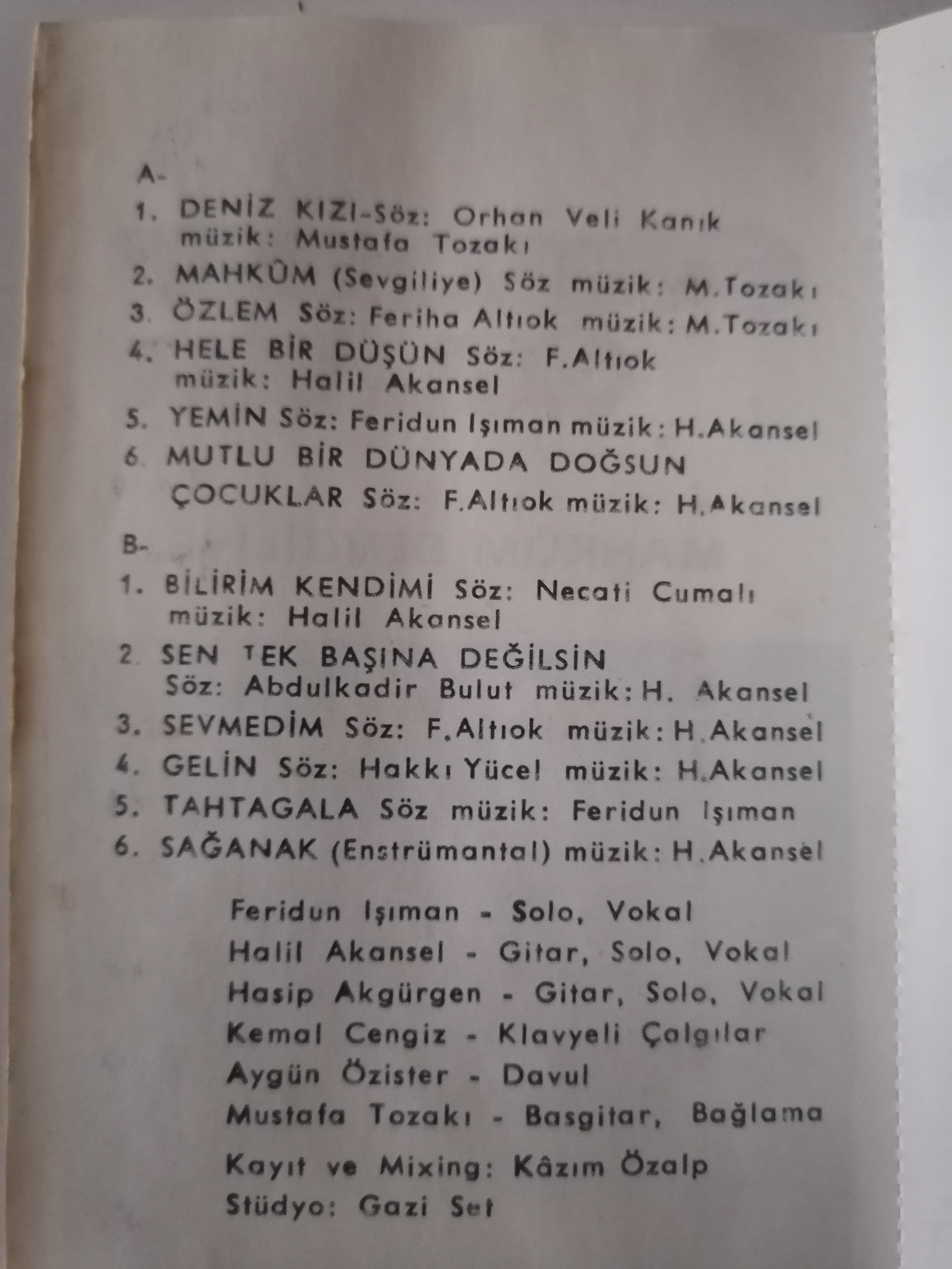 GÜZELYURT GELİŞİM - Mahkum Sevgiliye - 1988 Türkiye Basım Nadir Kaset Albüm