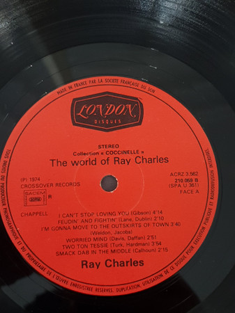 RAY CHARLES - The World of RAY CHARLES - 1974 Fransa Basım  LP 33 LÜK PLAK ( Hit The Road Jack Bu Albümde )