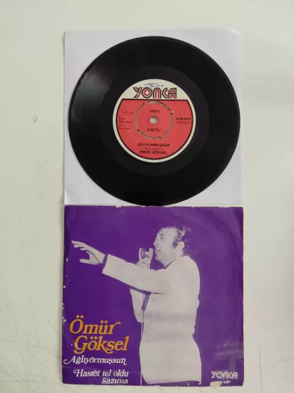 Ömür Göksel – Ağlıyormuşsun / Hasret Tel Oldu Sazıma - 1972 Türkiye  Basım 45lik Plak