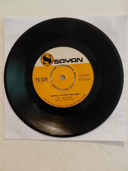 Fikret Kızılok – Yumma Gözün Kör Gibi / Yağmur Olsam - 1970 Türkiye Basım 45 lik Plak/Kapaksız
