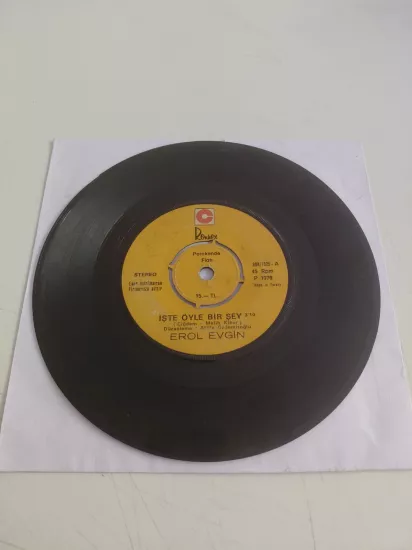 Erol Evgin – İşte Öyle Bir Şey / Sevdan Olmasa - 1976  Türkiye Basım 45’lik Plak-Kapaksız