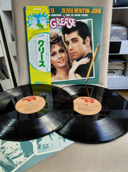 GREASE  (Soundtrack)  -  1978 Japonya Basım Double LP Plak - Obi’li