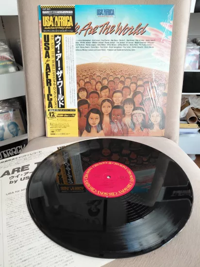 USA For Africa –  We Are The World - 1985 Japonya Basım Maxi-Single Plak -Obi’li
