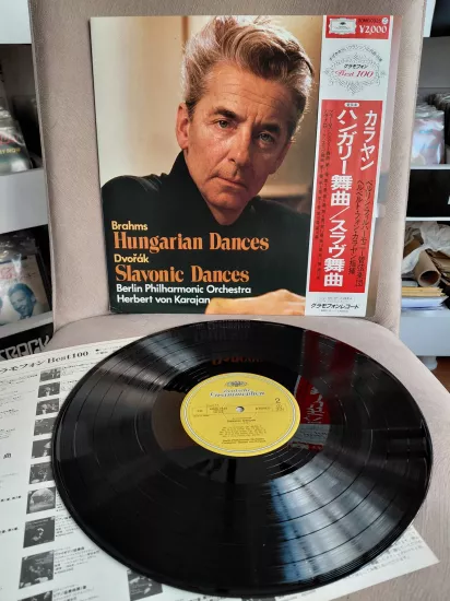 Brahms /Hungarian Dances- Dvorak/Slavonic Dances - H.V Karajan -  Japonya Basım 33 Lük LP Albüm Plak-Obili