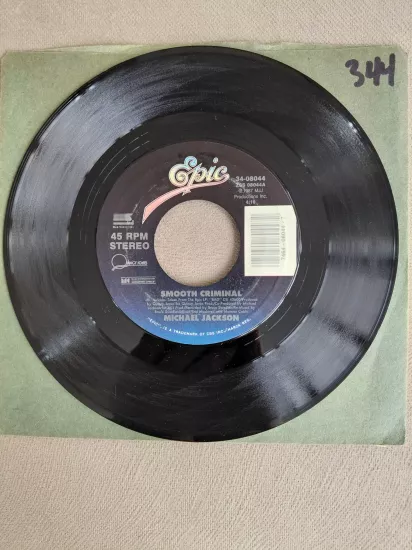Michael Jackson  – Smooth Criminal -  1988 USA  Basım 45 lik Plak/Kapaksız