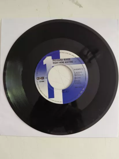 Richard Marx – Right Here Waiting  - 1989  Almanya Basım 45 LİK Plak /Kapaksız