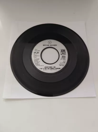 Bryan Adams  –  (Everything I Do) I Do It For You  - 1991  İngiltere Basım 45’lik  Plak /Kapaksız