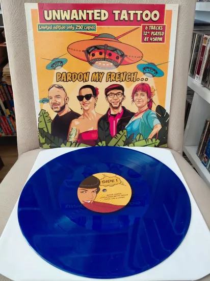 Unwanted Tattoo  –  Pardon My French.  - 2017  Belçika Basım LP  Renkli ( Mavi) Plak