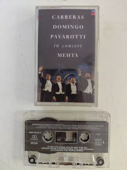 Carreras, Domingo, Pavarotti, Mehta ‎– In Conc - 1990 Almanya Basım  Kaset Albüm