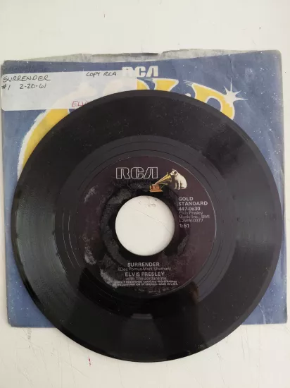 Elvis Presley With The Jordanaires – Surrender - 1961 USA Basım 45lik Plak