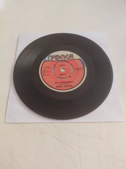 Ömür Göksel – Ağlıyormuşsun / Hasret Tel Oldu Sazıma - 1972 Türkiye Basım 45 lik Plak/Kapaksız