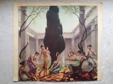 1953 TEMMUZ/AĞUSTOS AYI İLÜSTRASYONLU İTALYAN TAKVİM YAPRAĞI 29X26 CM BOYUTLARINDA